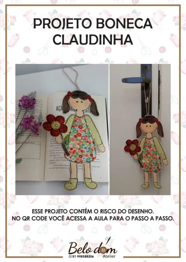 Projeto para Aplicação e Scrap Quilt Boneca Claudinha