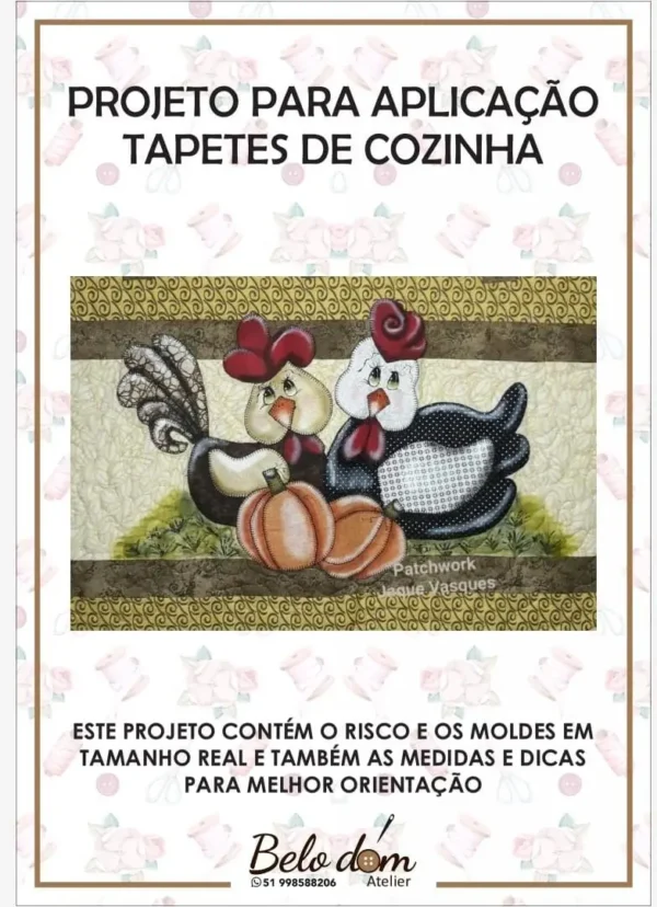 Projeto para Aplicação Tapetes Cozinha Galinha e Abóbora